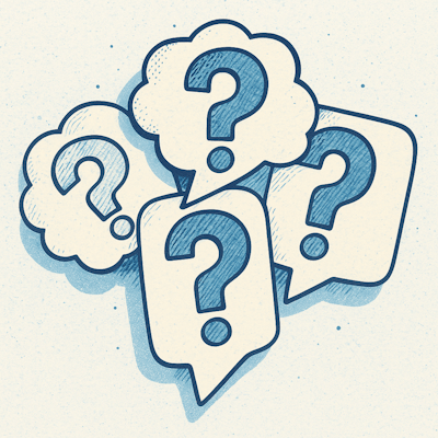 A series of question mark icons